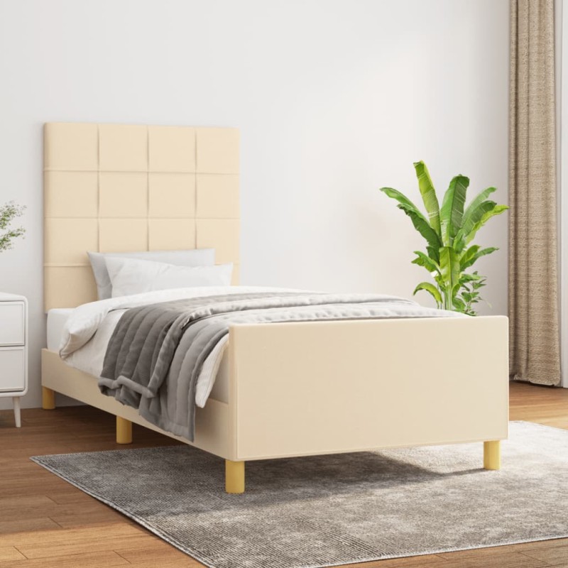 vidaXL Giroletto senza Materasso Crema 90x190 cm in Tessuto vidaXL Giroletto senza Materasso Crema 90x190 cm in Tessuto