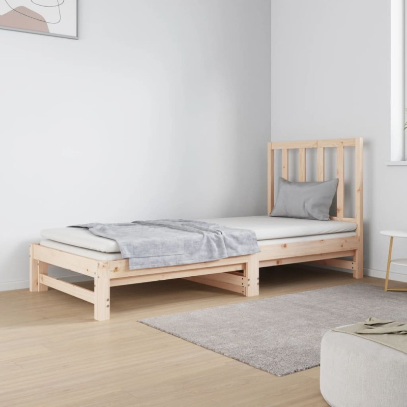 Dormeuse Estraibile 2x(90x190) cm Legno Massello di Pino Dormeuse Estraibile 2x(90x190) cm Legno Massello di Pino