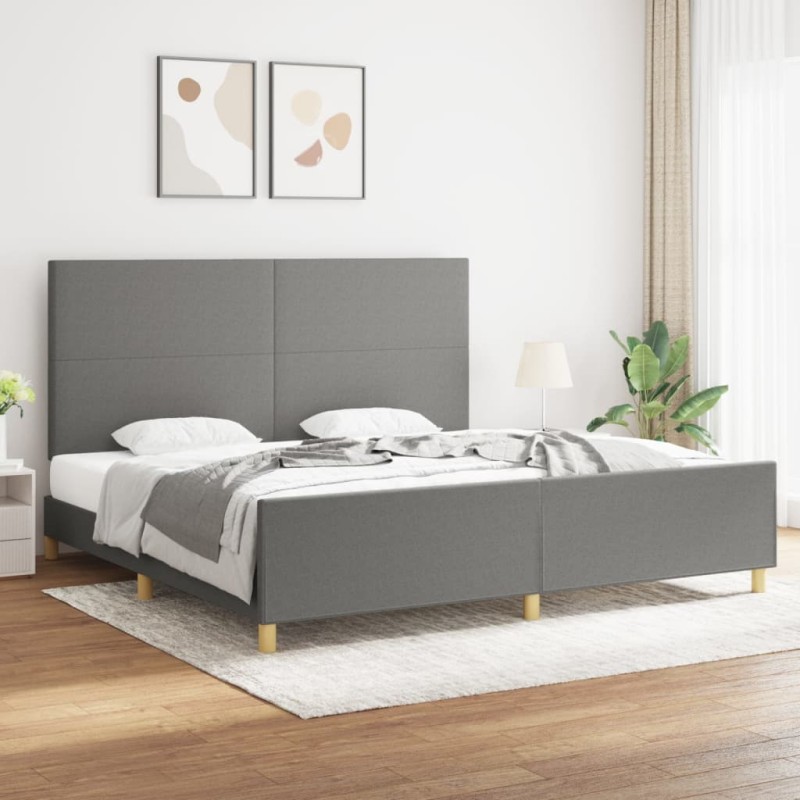 Giroletto con Testiera Grigio Scuro 200x200 cm in Tessuto Giroletto con Testiera Grigio Scuro 200x200 cm in Tessuto