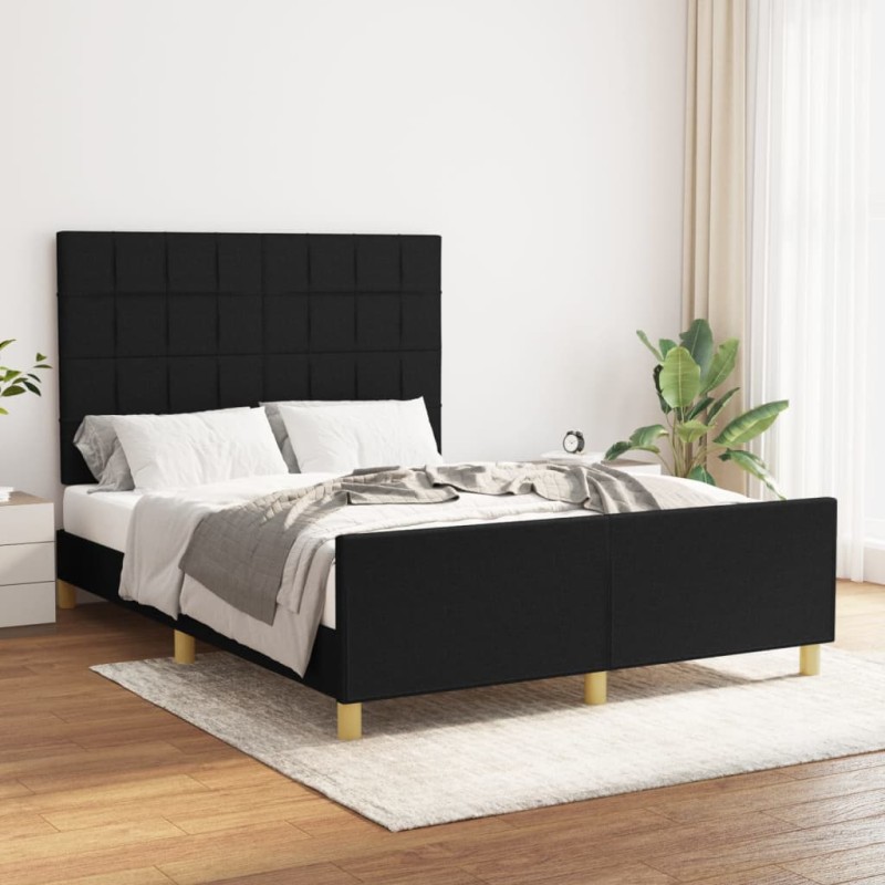 Giroletto con Testiera Nero 140x190 cm in Tessuto Giroletto con Testiera Nero 140x190 cm in Tessuto
