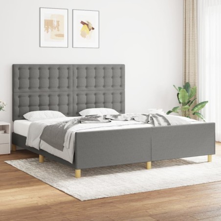 vidaXL Giroletto con Testiera Grigio Scuro 180x200 cm in Tessuto