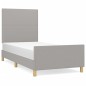 Giroletto con Testiera Grigio Chiaro 90x200 cm in Tessuto Giroletto con Testiera Grigio Chiaro 90x200 cm in Tessuto