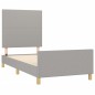Giroletto con Testiera Grigio Chiaro 90x200 cm in Tessuto Giroletto con Testiera Grigio Chiaro 90x200 cm in Tessuto