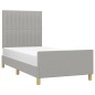Giroletto con Testiera Grigio Chiaro 90x190 cm in Tessuto Giroletto con Testiera Grigio Chiaro 90x190 cm in Tessuto