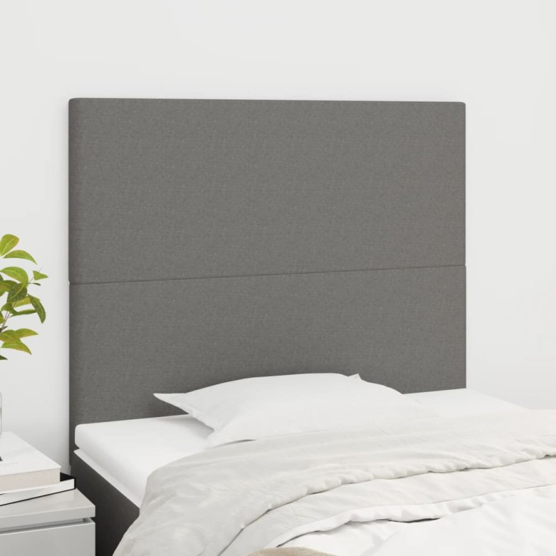 Testiere 2 pz Grigio Scuro 100x5x78/88 cm in Tessuto Testiere 2 pz Grigio Scuro 100x5x78/88 cm in Tessuto