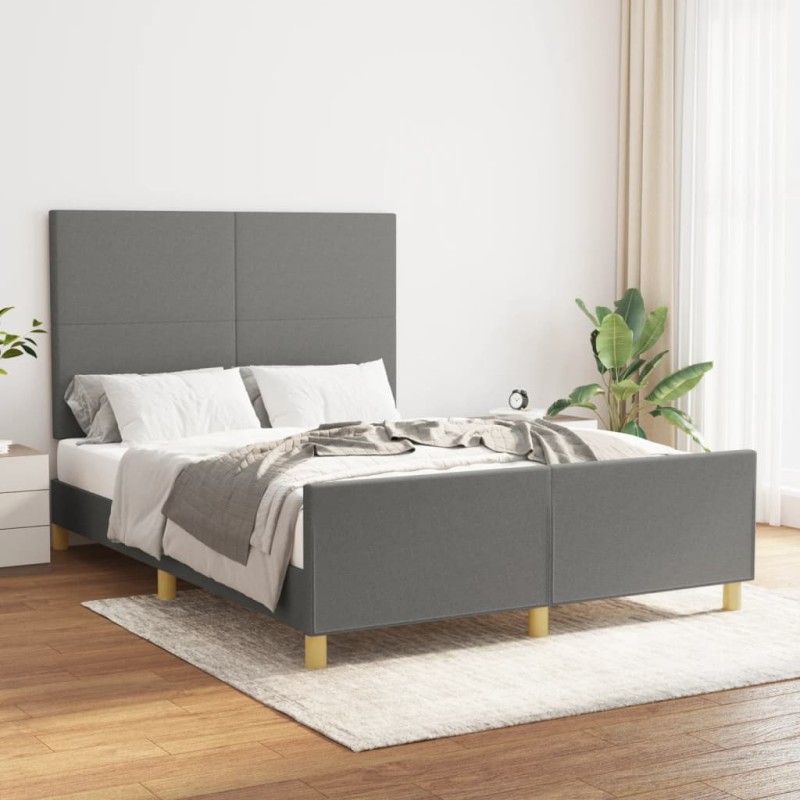 Giroletto con Testiera Grigio Scuro 140x190 cm in Tessuto Giroletto con Testiera Grigio Scuro 140x190 cm in Tessuto