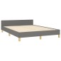 Giroletto con Testiera Grigio Scuro 140x190 cm in Tessuto Giroletto con Testiera Grigio Scuro 140x190 cm in Tessuto
