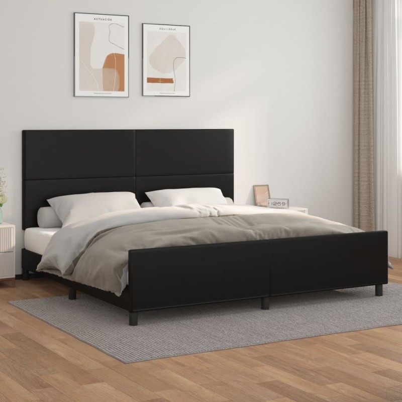 vidaXL Giroletto con Testiera Nero 200x200 cm in Similpelle vidaXL Giroletto con Testiera Nero 200x200 cm in Similpelle