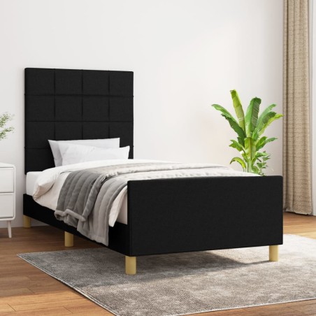 vidaXL Giroletto senza Materasso Nero 90x200 cm in Tessuto