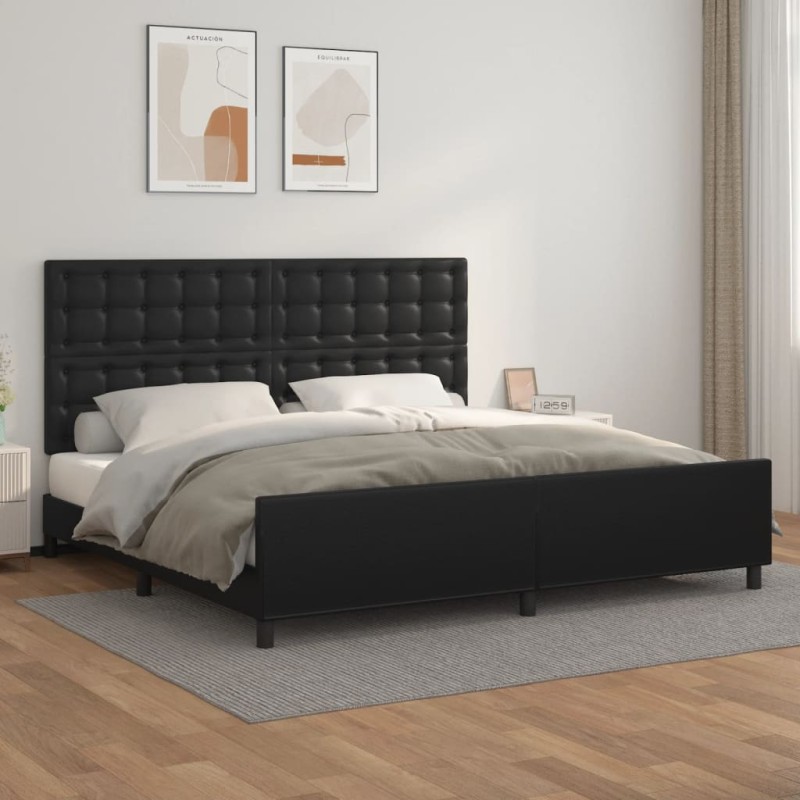 Giroletto con Testiera Nero 200x200 cm in Similpelle Giroletto con Testiera Nero 200x200 cm in Similpelle