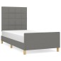 Giroletto con Testiera Grigio Scuro 90x190 cm in Tessuto Giroletto con Testiera Grigio Scuro 90x190 cm in Tessuto
