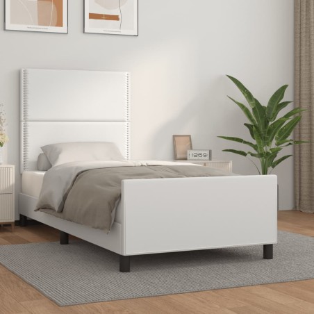 vidaXL Giroletto con Testiera Bianco 100x200 cm in Similpelle