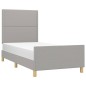 Giroletto con Testiera Grigio Chiaro 100x200 cm in Tessuto Giroletto con Testiera Grigio Chiaro 100x200 cm in Tessuto
