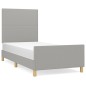 Giroletto con Testiera Grigio Chiaro 100x200 cm in Tessuto Giroletto con Testiera Grigio Chiaro 100x200 cm in Tessuto