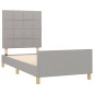 Giroletto con Testiera Grigio Chiaro 100x200 cm in Tessuto Giroletto con Testiera Grigio Chiaro 100x200 cm in Tessuto