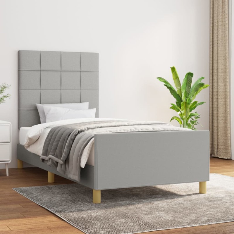 vidaXL Giroletto senza Materasso Grigio Chiaro 90x190 cm Tessuto vidaXL Giroletto senza Materasso Grigio Chiaro 90x190 cm Tessuto