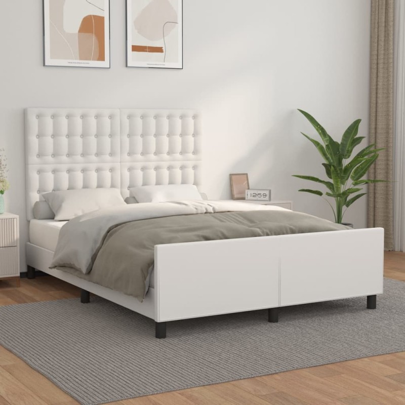 Giroletto con Testiera Bianco 140x200 cm in Similpelle Giroletto con Testiera Bianco 140x200 cm in Similpelle