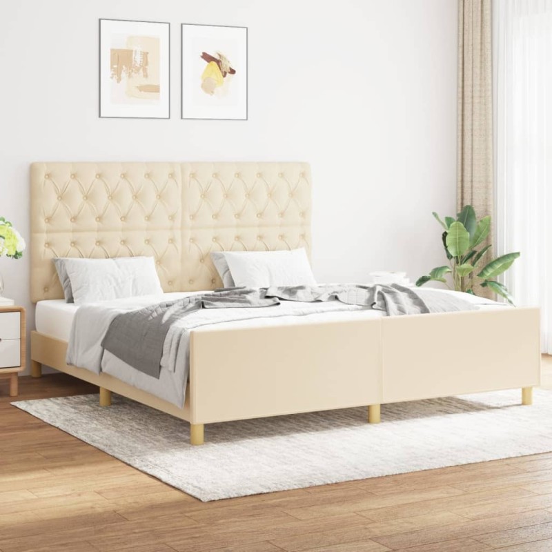vidaXL Giroletto senza Materasso Crema 160x200 cm in Tessuto vidaXL Giroletto senza Materasso Crema 160x200 cm in Tessuto