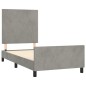 Giroletto con Testiera Grigio Chiaro 90x200 cm in Velluto Giroletto con Testiera Grigio Chiaro 90x200 cm in Velluto