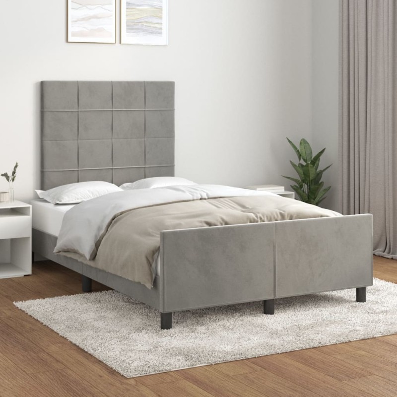 vidaXL Giroletto senza Materasso Grigio Chiaro 120x200 cm Velluto vidaXL Giroletto senza Materasso Grigio Chiaro 120x200 cm Velluto