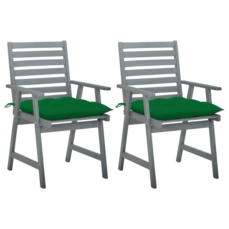 Sedie da Pranzo da Esterni con Cuscini 2 pz Massello di Acacia Sedie da Pranzo da Esterni con Cuscini 2 pz Massello di Acacia