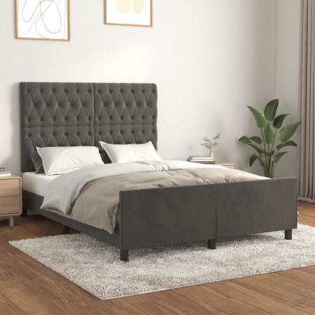 vidaXL Giroletto senza Materasso Grigio Scuro 140x200 cm Velluto