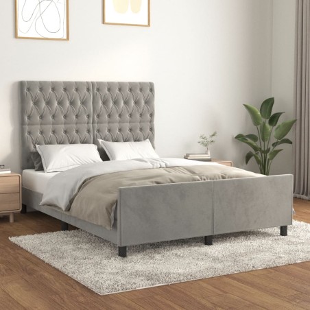 Giroletto con Testiera Grigio Chiaro 140x200 cm in Velluto