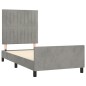 Giroletto con Testiera Grigio Chiaro 80x200 cm in Velluto Giroletto con Testiera Grigio Chiaro 80x200 cm in Velluto