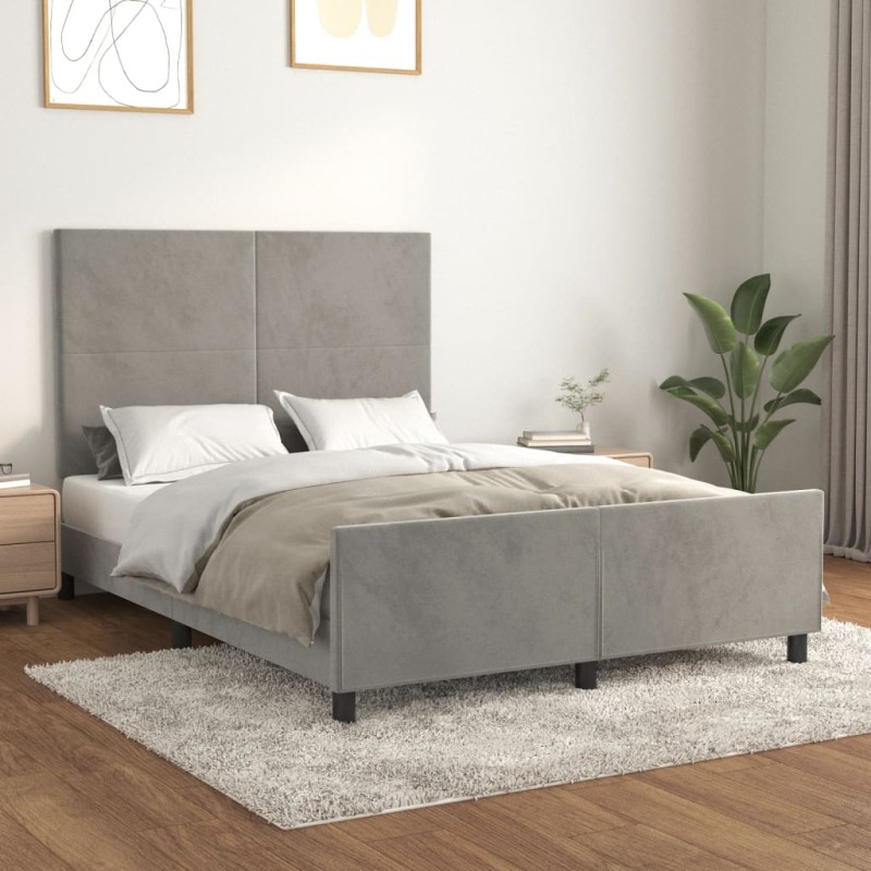 vidaXL Giroletto senza Materasso Grigio Chiaro 140x200 cm Velluto vidaXL Giroletto senza Materasso Grigio Chiaro 140x200 cm Velluto