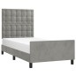 Giroletto con Testiera Grigio Chiaro 90x190 cm in Velluto Giroletto con Testiera Grigio Chiaro 90x190 cm in Velluto