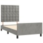 Giroletto con Testiera Grigio Chiaro 90x190 cm in Velluto Giroletto con Testiera Grigio Chiaro 90x190 cm in Velluto