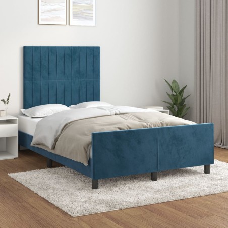 vidaXL Giroletto senza Materasso Blu Scuro 120x200 cm in Velluto