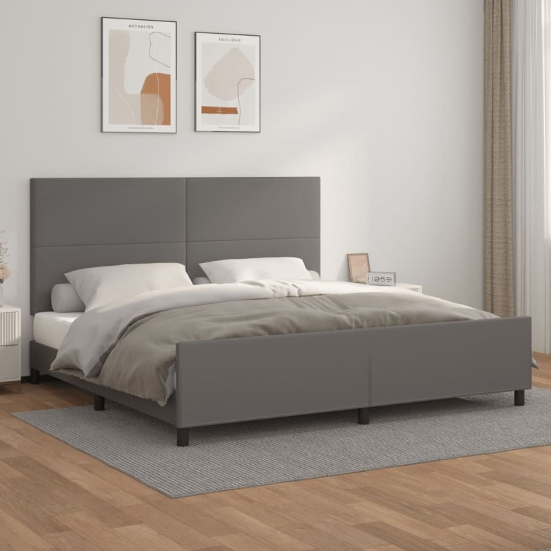 Giroletto con Testiera Grigio 200x200 cm in Similpelle Giroletto con Testiera Grigio 200x200 cm in Similpelle