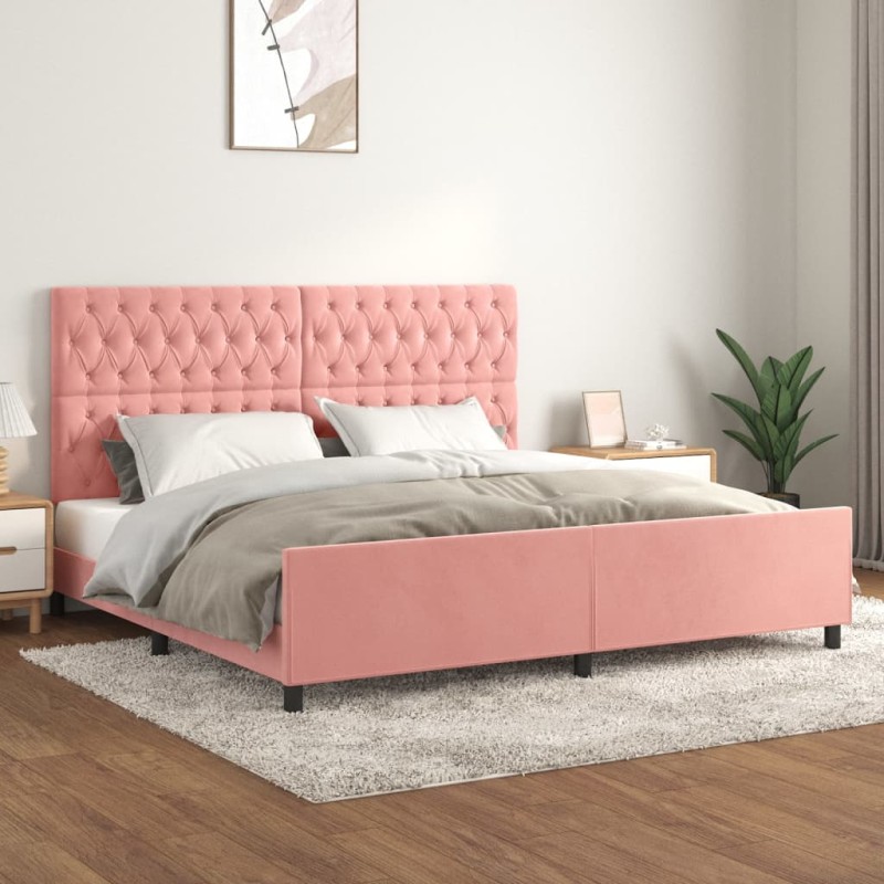 Giroletto con Testiera Rosa 200x200 cm in Velluto Giroletto con Testiera Rosa 200x200 cm in Velluto