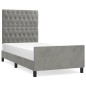 Giroletto con Testiera Grigio Chiaro 90x200 cm in Velluto Giroletto con Testiera Grigio Chiaro 90x200 cm in Velluto