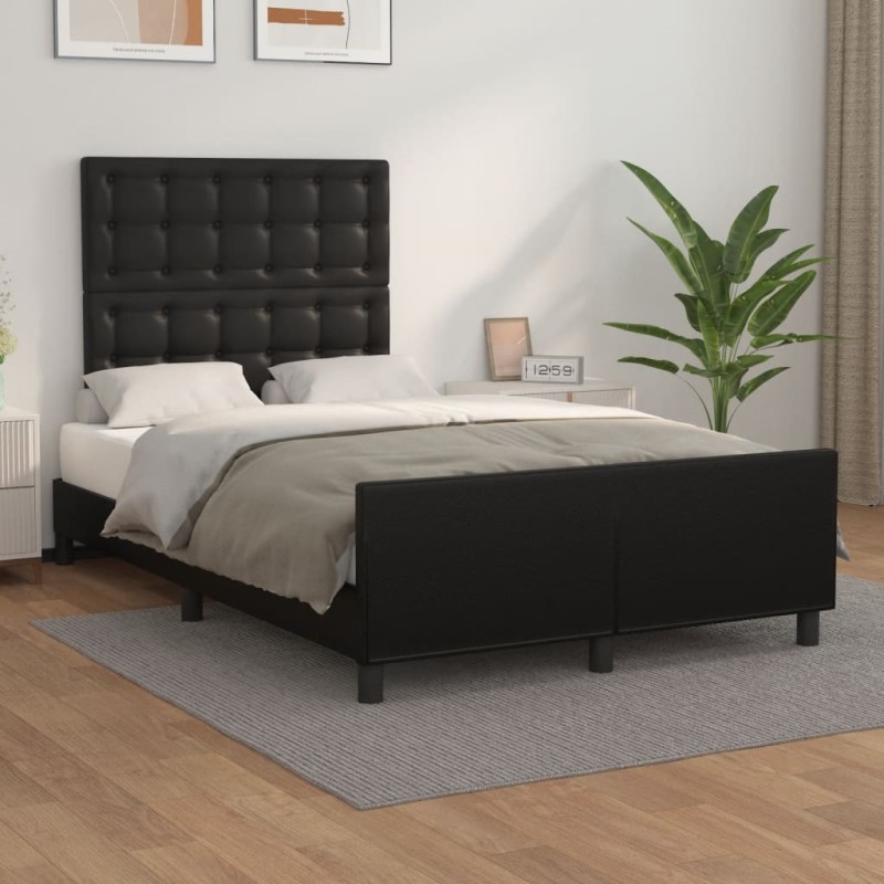 Giroletto con Testiera Nero 120x200 cm in Similpelle Giroletto con Testiera Nero 120x200 cm in Similpelle