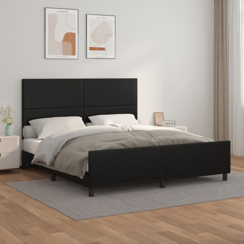Giroletto con Testiera Nero 180x200 cm in Similpelle Giroletto con Testiera Nero 180x200 cm in Similpelle