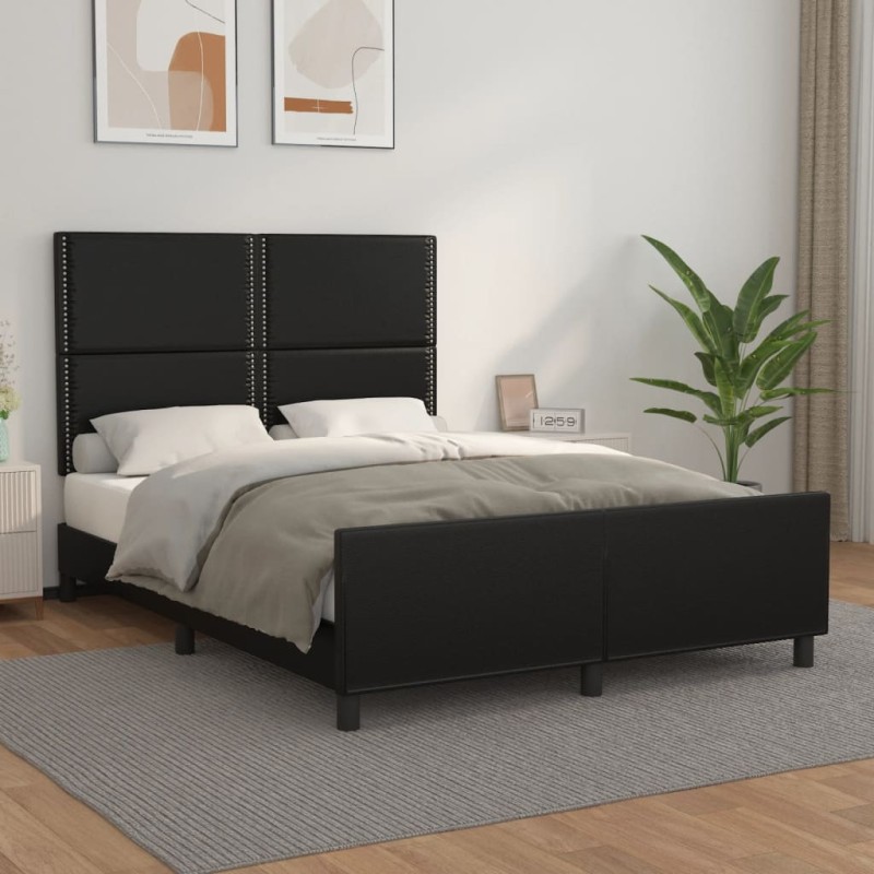vidaXL Giroletto con Testiera Nero 140x190 cm in Similpelle