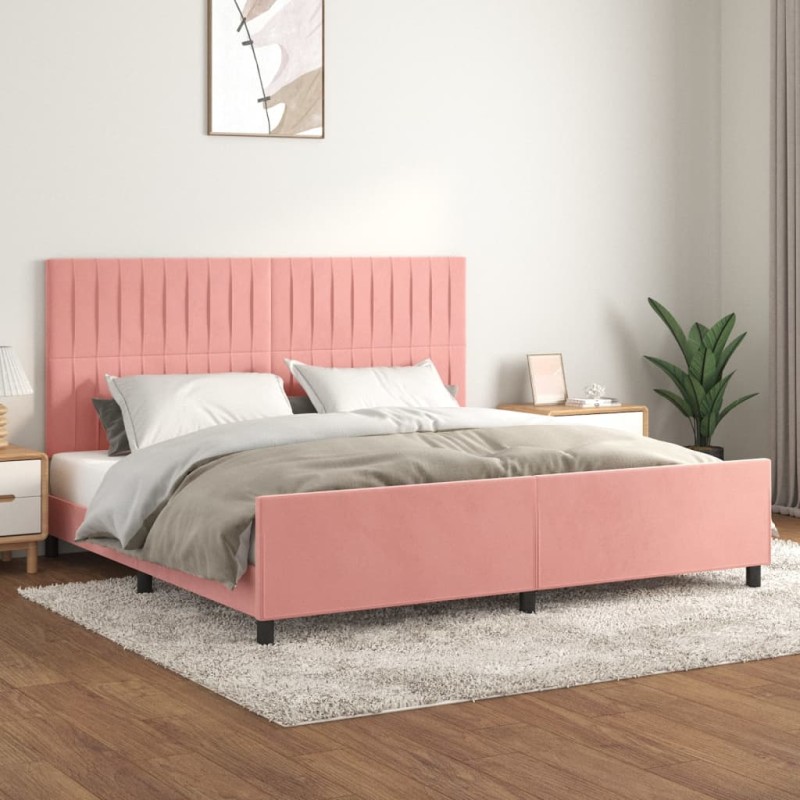 Giroletto con Testiera Rosa 200x200 cm in Velluto Giroletto con Testiera Rosa 200x200 cm in Velluto