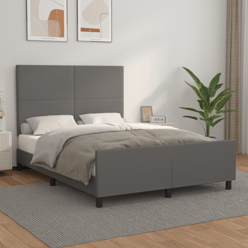 vidaXL Giroletto con Testiera Grigio 140x200 cm in Similpelle vidaXL Giroletto con Testiera Grigio 140x200 cm in Similpelle