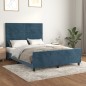 Giroletto con Testiera Blu Scuro 140x200 cm in Velluto Giroletto con Testiera Blu Scuro 140x200 cm in Velluto