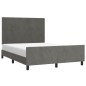 Giroletto con Testiera Grigio Scuro 140x200 cm in Velluto Giroletto con Testiera Grigio Scuro 140x200 cm in Velluto