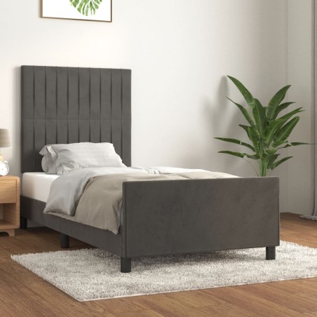 vidaXL Giroletto senza Materasso Grigio Scuro 80x200 cm Velluto