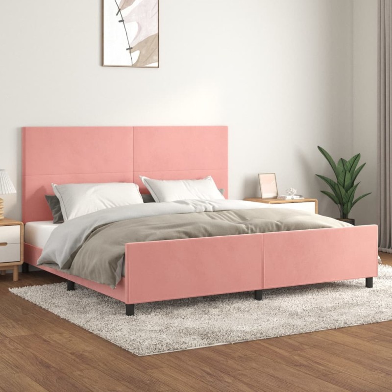 Giroletto con Testiera Rosa 200x200 cm in Velluto Giroletto con Testiera Rosa 200x200 cm in Velluto