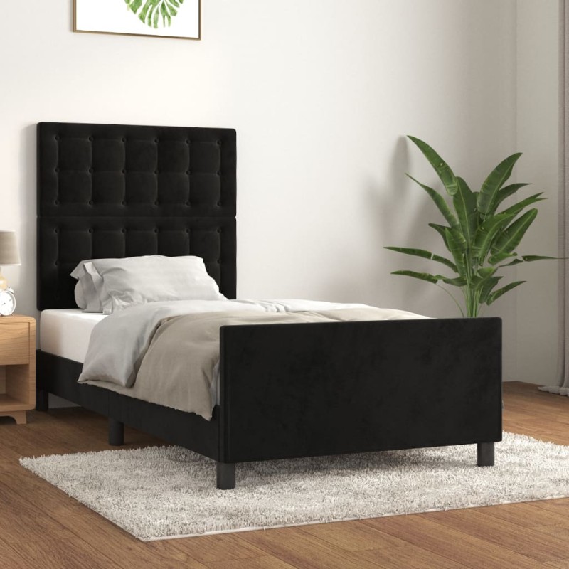 Giroletto con Testiera Nero 90x200 cm in Velluto Giroletto con Testiera Nero 90x200 cm in Velluto