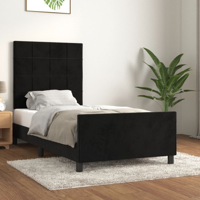Giroletto con Testiera Nero 90x200 cm in Velluto Giroletto con Testiera Nero 90x200 cm in Velluto