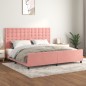 vidaXL Giroletto con Testiera Rosa 200x200 cm in Velluto vidaXL Giroletto con Testiera Rosa 200x200 cm in Velluto