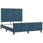 Giroletto con Testiera Blu Scuro 140x200 cm in Velluto Giroletto con Testiera Blu Scuro 140x200 cm in Velluto