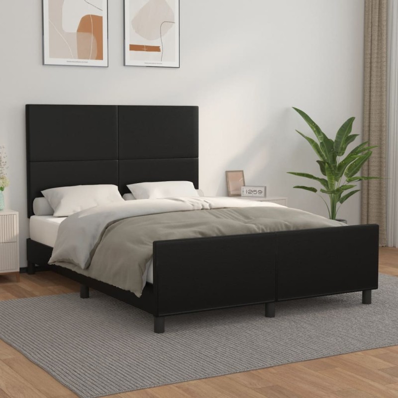 Giroletto con Testiera Nero 140x200 cm in Similpelle Giroletto con Testiera Nero 140x200 cm in Similpelle