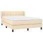 vidaXL Giroletto a Molle con Materasso Crema 140x200 cm in Tessuto